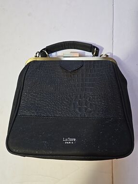 Laflore Paris Bobobark Black Croc-Texture Crossbody Backpack Top Handle Bag